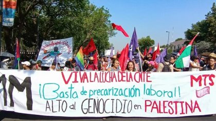 Movimiento de las y los Trabajadores Socialistas marcha junto a la CNTE y contra el genocidio en Palestina