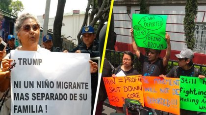 Reciben a Pompeo con protestas por la separación de familias migrantes