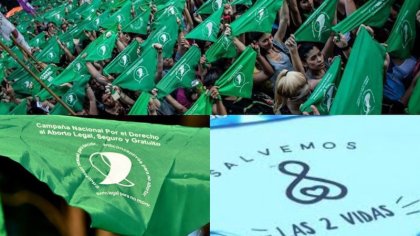 Pañuelos verdes o azules. Por el derecho al aborto ¡Ni un paso atrás!