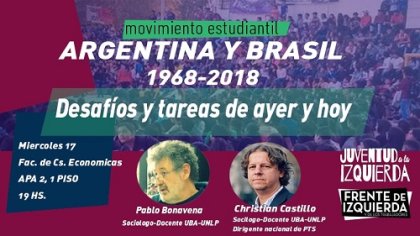 Castillo y Bonavena disertarán en Jujuy sobre el movimiento estudiantil de Argentina y Brasil 