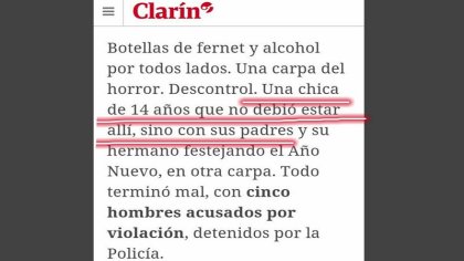 Clarín lo hizo de nuevo: repudio generalizado a misógino tratamiento del caso de Miramar