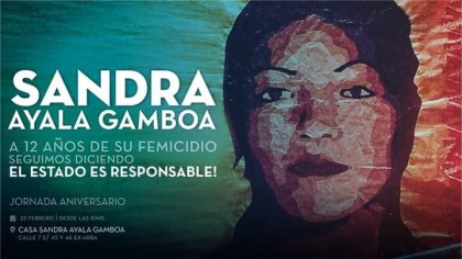 Jornada de lucha en La Plata a doce años del femicidio de Sandra Ayala Gamboa