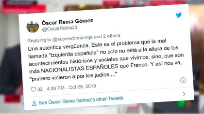 Oscar Reina a Alberto Garzón: “la mal llamada ‘izquierda española' son más nacionalistas españoles que Franco”