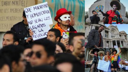 Zapata ‘gay': Bigotes, glitter y protesta en Bellas Artes