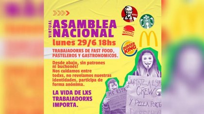 Contra el empleo chatarra: primera asamblea nacional de trabajadores de comidas rápidas