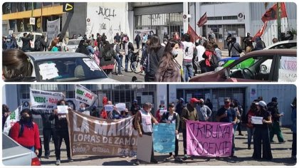 Docentes y estatales reclaman frente a la sede de IOMA de Lomas de Zamora