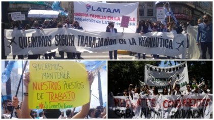 Corte en el Obelisco de trabajadores de Latam, Parque de la Costa y residentes de salud - YouTube