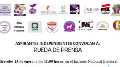 Ante negligencia del INE, aspirantes independientes convocan a rueda de prensa