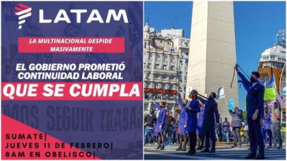 Trabajadores de Latam vuelven al Obelisco: “Que el Gobierno cumpla con la continuidad laboral”