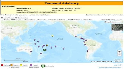 Tras tercer terremoto en Nueva Zelanda, activan alerta de tsunami para el Pacífico sur