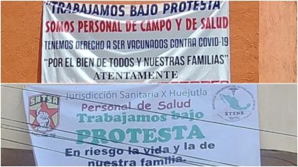 Personal de salud en Huejutla cumple siete días de trabajo bajo protesta por falta de vacuna