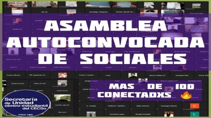 Sociales UBA: Primera asamblea autoconvocada para que nadie se quede afuera de la universidad