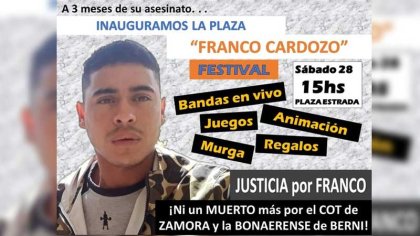 Familiares y amigos invitan a festival a tres meses del asesinato de Franco Cardozo