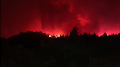 El fuego entre Bariloche y El Bolsón cruzó la ruta y sigue sin control