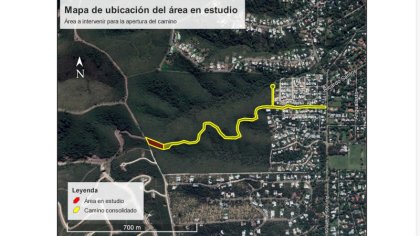 Un nuevo camino avanza sobre un área de bosque nativo en La Calera