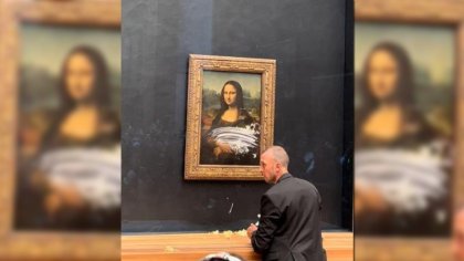 La Mona Lisa fue atacada por un tortazo