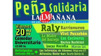 Peña solidaria de los trabajadores de La Mañana de Córdoba