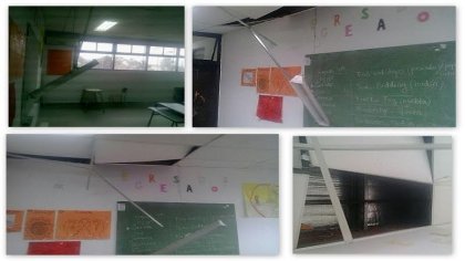 Caída de techo en aula de una escuela de Monte Chingolo