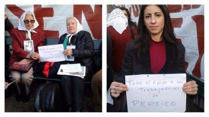 Nora Cortiñas, Mirta Baravalle y María Victoria Moyano apoyan a los 600 trabajadores de Pepsico