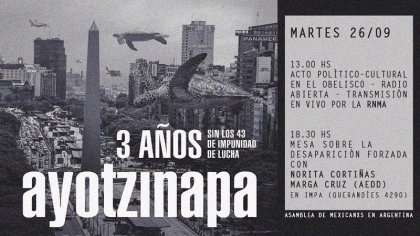 Convocan acto a 3 años de las desapariciones forzadas en Ayotzinapa