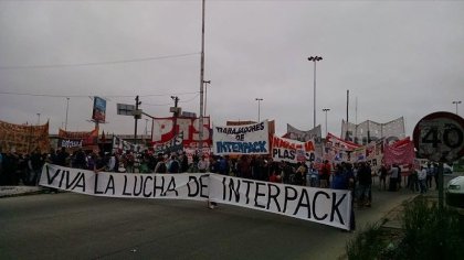 Corte de ruta y acto de los trabajadores de Interpack I 