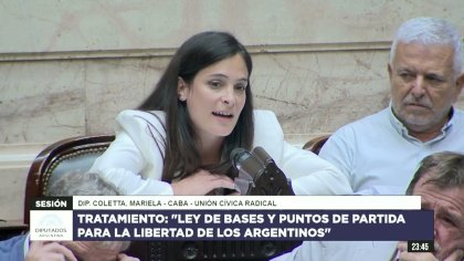 Mariela Coletta, radical de Nuevo Espacio, votó a favor del dictamen de Milei