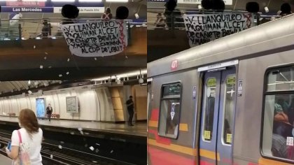 Protesta en Metro Las Mercedes: Solidaridad por la liberación de presos políticos mapuche que se encuentran en huelga seca