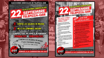 CGT a las elecciones sindicales en Telepizza Zaragoza: "¡Basta de convenios basura! Recuperemos lo perdido" 