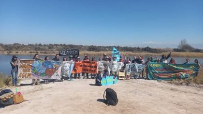 Convocatoria en la laguna de La Paloma exigiendo una Ley de Humedales en Mendoza