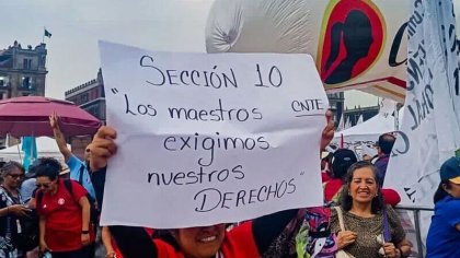 Protestan maestros de la CNTE durante cierre de campaña de Sheinbaum en CDMX