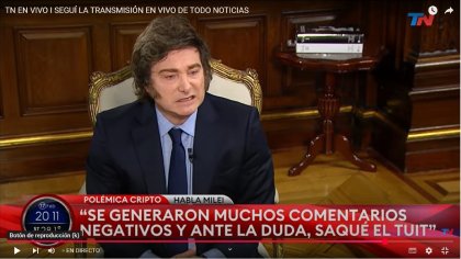 Milei: "Es como alguien que va, juega a la ruleta rusa y le tocó la bala"