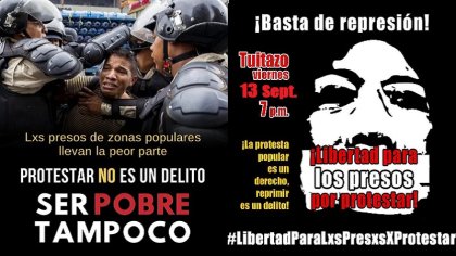 Convocan tuitazo contra la represión y por la libertad para los presos por protestar