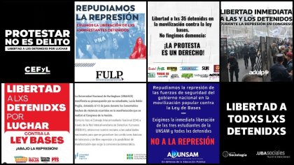 Masiva y amplia campaña por la libertad de los detenidos en universidades y terciarios