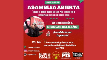 Nicolás Del Caño visitará San Miguel el sábado 20 de mayo