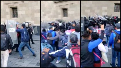 A las puertas de Palacio Nacional, granaderos reprimen a maestros y maestras de la CNTE