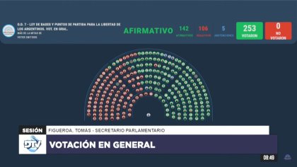 Se votó en particular la ley ómnibus y tiene la media sanción, ahora va al Senado