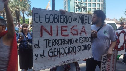 Protesta contra la visita del presidente argentino