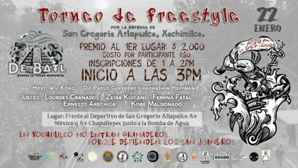 Torneo de Freestyle «DeBatl contra la Ciudad Mercancía» llega al pueblo de San Gregorio Atlapulco