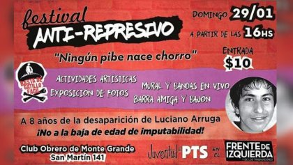 Festival antirrepresivo en Monte Grande: "Ningún pibe nace chorro"