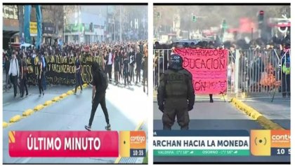 Movilización secundaria en el centro de Santiago: cientos de estudiantes secundarios se concentran en la alameda