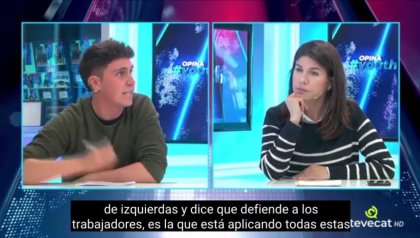 Pablo Castilla en el debate televisivo OpinaYouth desmontando la demagogia de Vox - YouTube