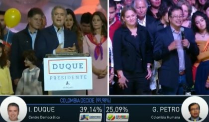 El derechista Duque y el centroizquierdista Petro van a segunda vuelta en Colombia