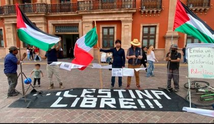 Manifestación y apoyo solidario al pueblo Palestino en León Guanajuato