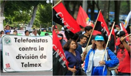 Telefonistas en apoyo del paro indefinido de la CNTE en Oaxaca