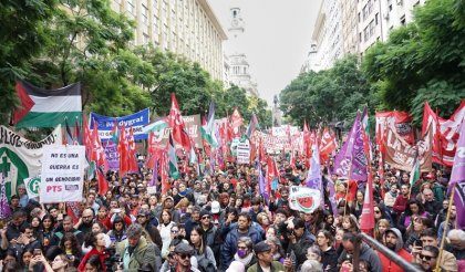 Acto por el día del trabajador y en solidaridad con Palestina en Argentina