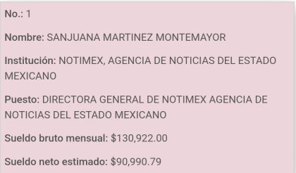 Cobra Sanjuana Martínez salario de 130 mil pesos a 31 meses de huelga en Notimex