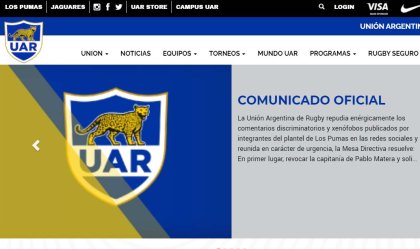 Tras el escándalo, la UAR repudió dichos xenófobos y suspendió a Matera y otros pumas