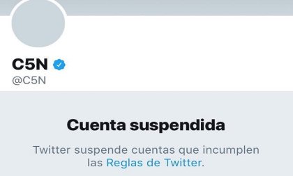 Suspendieron la cuenta de Twitter de C5N