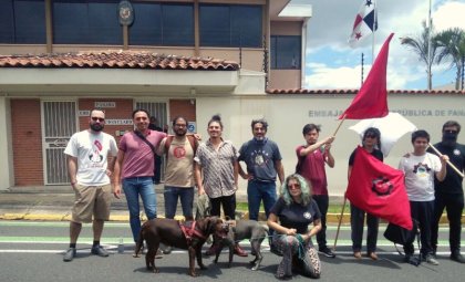 Manifestación en Embajada de Panamá en apoyo a las masivas movilizaciones