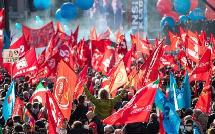 Huelga y protestas en Italia contra el ajuste fiscal de la derechista Giorgia Meloni